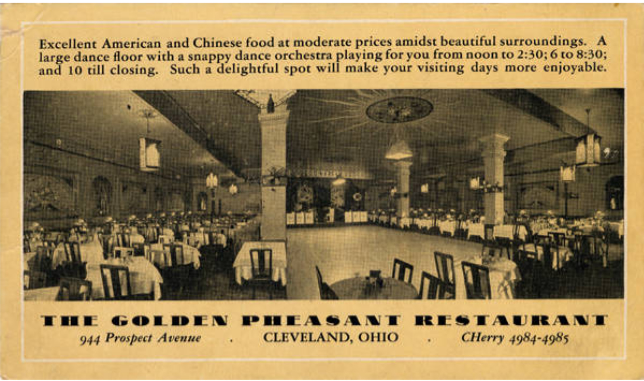 golden pheasant postcard Golden Pheasant Restaurant Cleveland