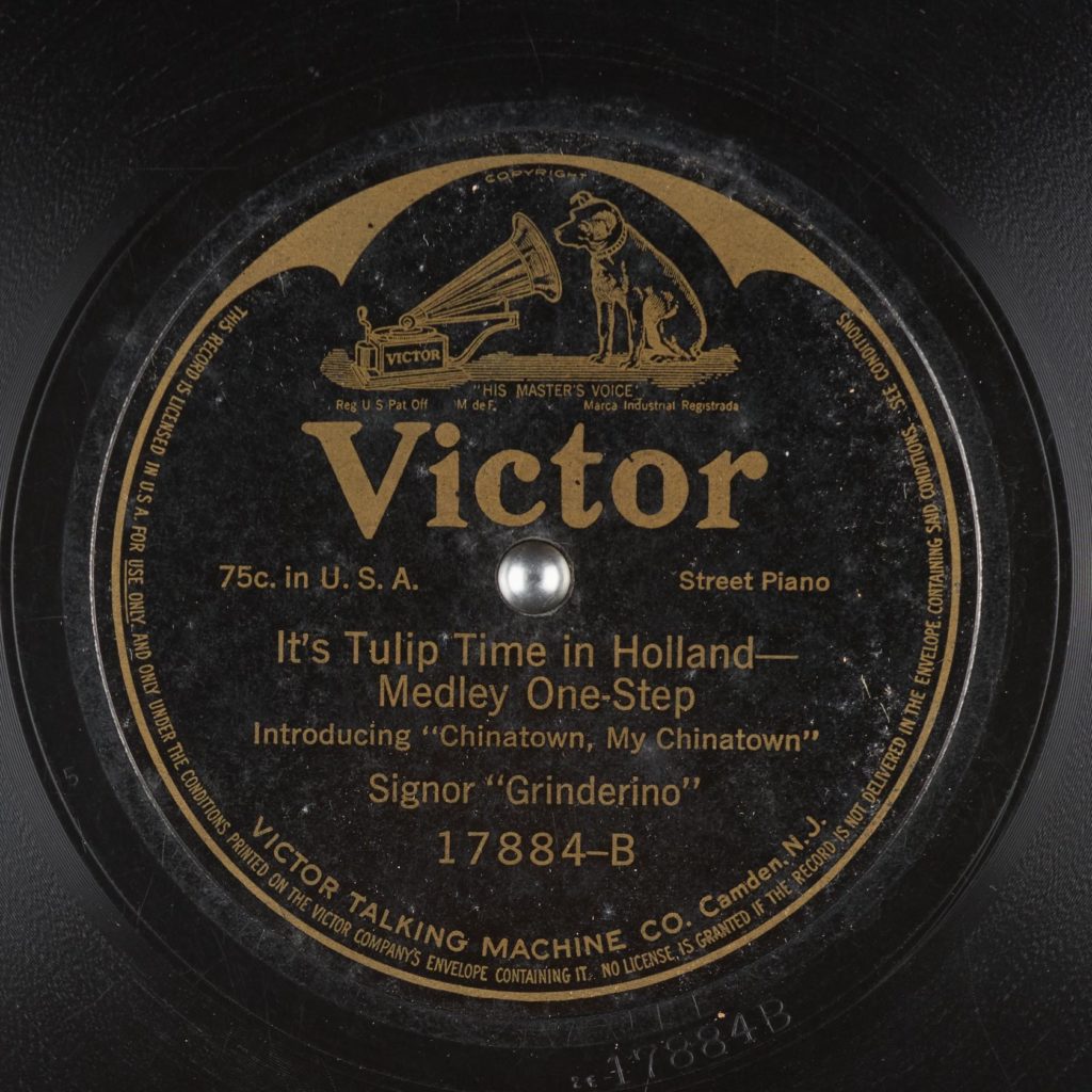 It's Tulip Time in Holland 78 RPM Record Label Signor Grinderino